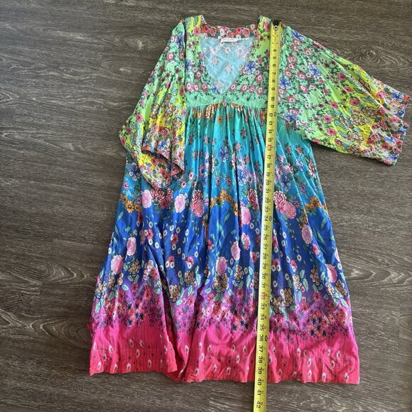 Johnny Was Rainbow Easy Cover Up Dress Womens Medium Boho Resort Travel - Picture 10 of 16